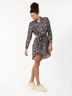Sylvia Longline Shirt Dress, Blue Animal -Miha Dresses Shop SH 1987BlueAnimal 2