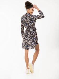 Sylvia Longline Shirt Dress, Blue Animal -Miha Dresses Shop SH 1987BlueAnimal 3