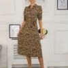 Calla Animal Print Shirt Dress, Camel Animal