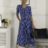Quanna Stroke Print Jersey Maxi Dress, Royal Blue -Miha Dresses Shop ST621 27 RoyalBlue 1