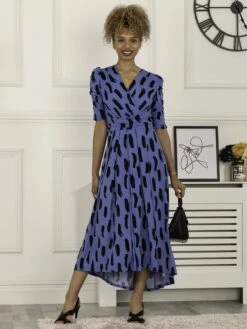 Quanna Stroke Print Jersey Maxi Dress, Royal Blue -Miha Dresses Shop ST621 27 RoyalBlue 3