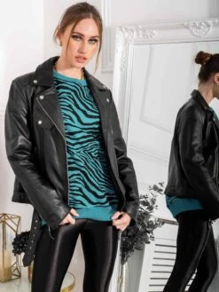 Animal Print Sweatshirt , Green Animal -Miha Dresses Shop SW 115 1GreenAnimal 3