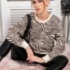Animal Print Sweatshirt , White Zebra -Miha Dresses Shop SW 115 1WhiteAnimal 4