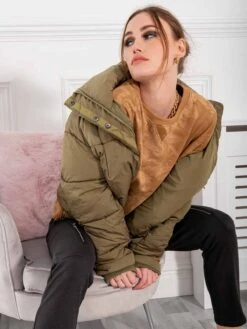 Asymmetric Zip Sweatshirt, Khaki -Miha Dresses Shop SWT 113Khaki 9