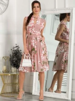 Emily Mesh Dress, Pink Floral -Miha Dresses Shop SY 956 PinkFloral 1