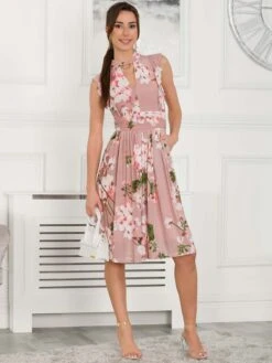 Emily Mesh Dress, Pink Floral -Miha Dresses Shop SY 956 PinkFloral 2