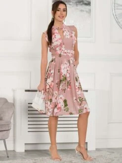 Emily Mesh Dress, Pink Floral