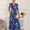 Paislyn Pleat Jersey Maxi Dress, Blue Floral -Miha Dresses Shop T621133A BlueFloral 2