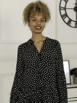 Penele Printed Viscose Shirt Dress, Black Geo -Miha Dresses Shop VS 2101 BlackGeo 6