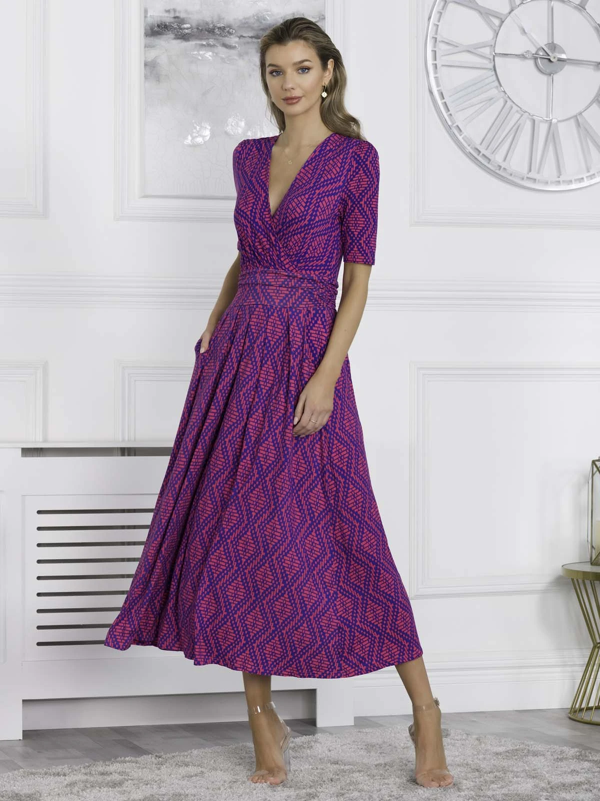 Jolie Moi Macara Animal Print Wrap Maxi Dress, Pink Geo 9 Jolie Moi Macara Animal Print Wrap Maxi Dress, Pink Geo - Image 7