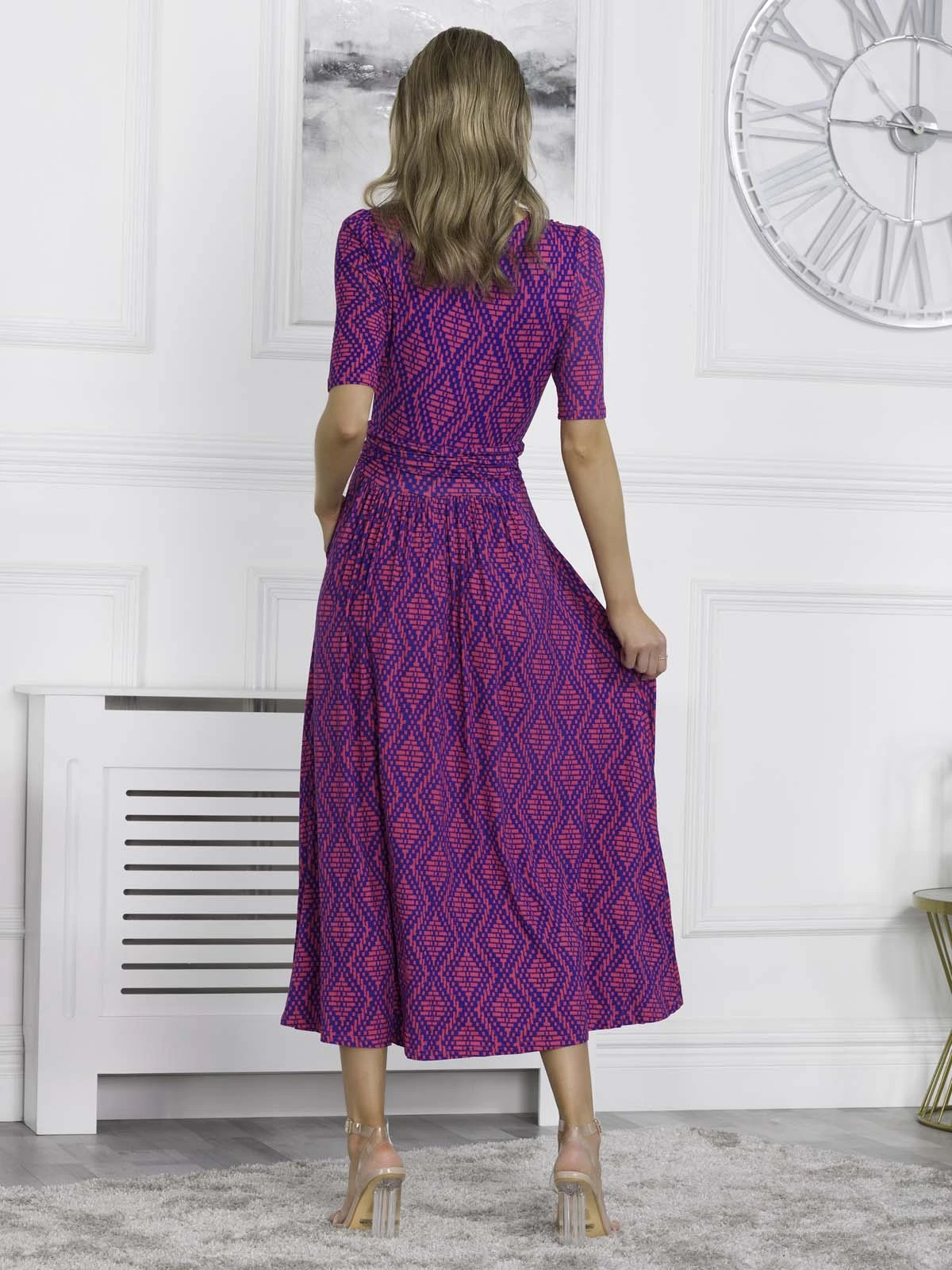 Jolie Moi Macara Animal Print Wrap Maxi Dress, Pink Geo 4 Jolie Moi Macara Animal Print Wrap Maxi Dress, Pink Geo - Image 2