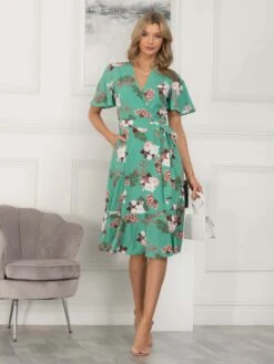 Wylla Wrap Woven Midi Dress, Green Floral -Miha Dresses Shop W 397 19 GreenFloral 3 e3afd988 0bc8 4ca9 9a2d a1dcfc90af51