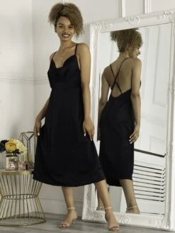 Jolie Moi Reene Cowl Neck Midi Dress, Blue -Miha Dresses Shop W 5221 Blue 1