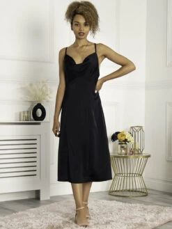 Jolie Moi Reene Cowl Neck Midi Dress, Blue -Miha Dresses Shop W 5221 Blue 2