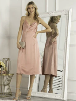 Jolie Moi Reene Cowl Neck Midi Dress, Dusty Pink -Miha Dresses Shop W 5221 DustyPink 1