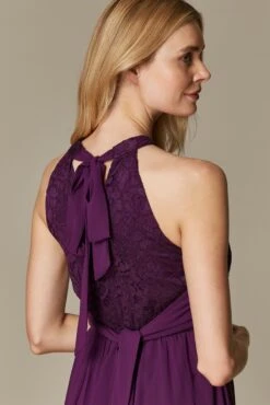 Halter Neck Lace Maxi Bridesmaid Dress, Dark Purple -Miha Dresses Shop WL921024019 B 1 645b43b3 3a84 4d95 9d2b 12c535b18994