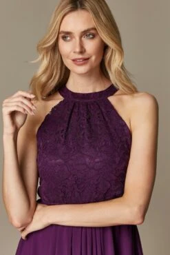 Halter Neck Lace Maxi Bridesmaid Dress, Dark Purple -Miha Dresses Shop WL921024019 D 1 1d900a8b 2399 4722 9e02 8e2ce81a5b53