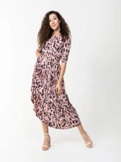 Pauline Sleeved Maxi Dress, Pink Abstract -Miha Dresses Shop Y 162 7PinkAbstract 4