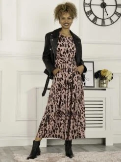 Pauline Sleeved Maxi Dress, Pink Abstract -Miha Dresses Shop Y 162 7 PinkAbstract 6