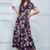 Kiera Wrap Front Maxi Dress, Navy Floral -Miha Dresses Shop Y621 137 NavyFloral 1
