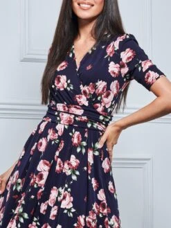 Kiera Wrap Front Maxi Dress, Navy Floral -Miha Dresses Shop Y621 137 NavyFloral 3
