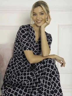 Jolie Moi Kiera Wrap Front Maxi Dress, Navy Geo 11 Jolie Moi Kiera Wrap Front Maxi Dress, Navy Geo -Miha Dresses Shop Y621 137 NavyGeo 5