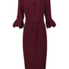 Bell Sleeve Boat Neck Pencil Dress, Burgundy -Miha Dresses Shop bell sleeve midi wiggle dress H 156 2L burgundy 04 05312 d03fa01d f405 4b39 9220 d582cae7b627