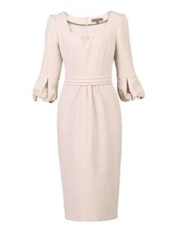 Bell Sleeve Boat Neck Pencil Dress, Oyster -Miha Dresses Shop bell sleeve midi wiggle dress H 156 2L oyster 04 51200 a1e7c89c 4b36 4b79 b067 4b82607bce20
