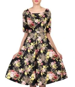 Floral Print Half Sleeve Dress, Black Floral -Miha Dresses Shop bfss c8aa1f3b ef51 45b1 a244 52b9a3b9be17